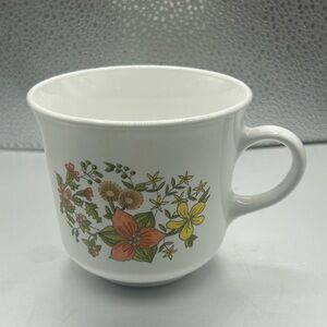 Vintage Corelle Corning Ware Indian Summer White Cup Mug Orange Yellow Flowers